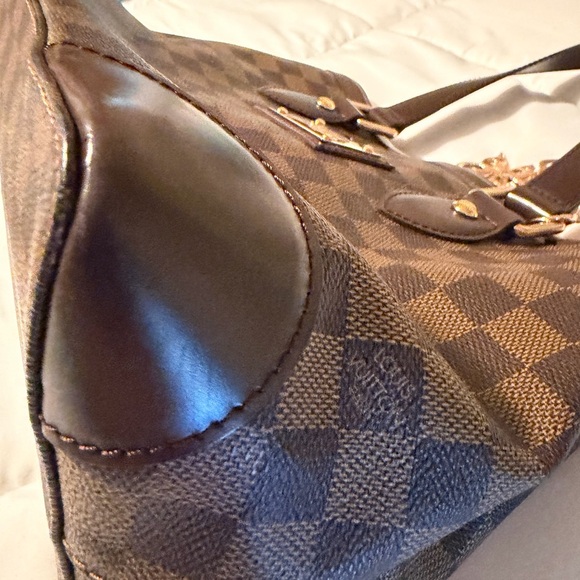 Louis Vuitton Damier Ebene Tote with Red Interior and Gold Hardware - Picture 9 of 15